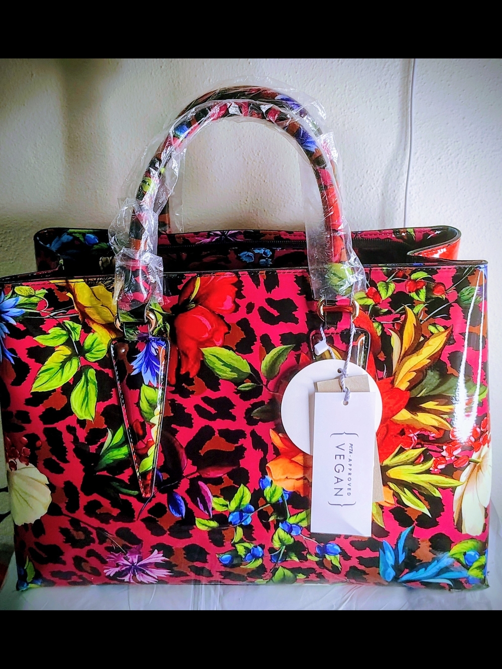 Vegan Floral Tote Bag - Pink Multicolor